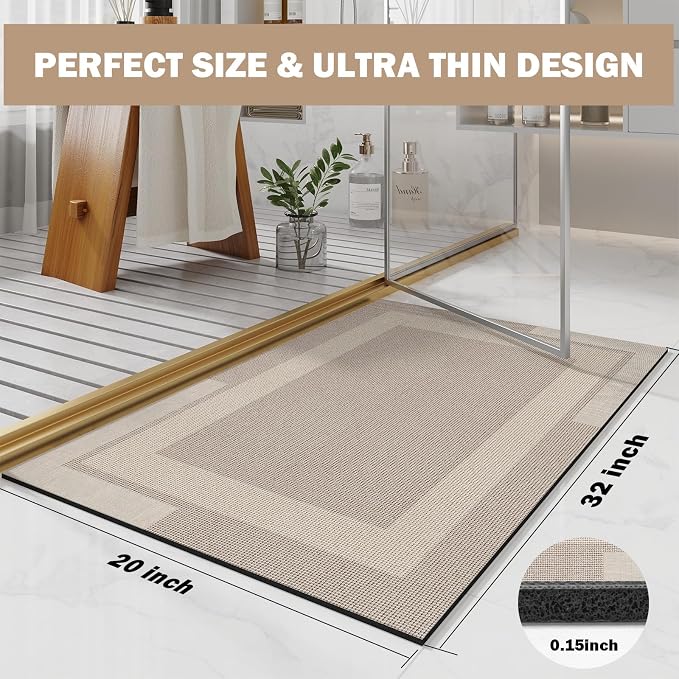Non Slip Bath Mat, Rubber Backing Ultra Thin Bathroom Rugs Fit Under Door Quick - Image 2