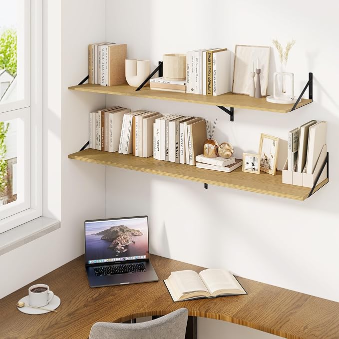 Fun Memories Floating Shelves for Wall, 12 Inch Deep Floating Shelves Set of 2 - Image 7
