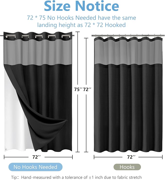 No Hook Waffle Weave Shower Curtain Set - Image 2