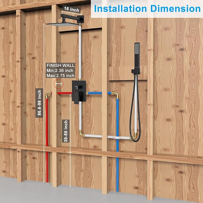 EMBATHER Shower System, High Pressure Wall Mounted Shower Faucet Set Complete - Image 8