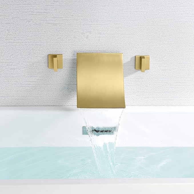 SUMERAIN Waterfall Tub Faucet High Flow Wall Mount Bathtub Faucet Filler Two - Image 4