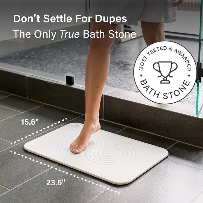 Dorai Home Bath Stone Mat 23.6"x15.4" – Quick-Dry, Non-Slip Diatomite Stone - Image 2