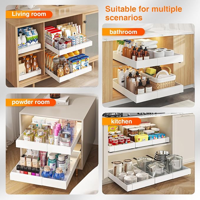 LEGUANG 2 Pack Expandable Pull-Out Cabinet Organizers - Image 6