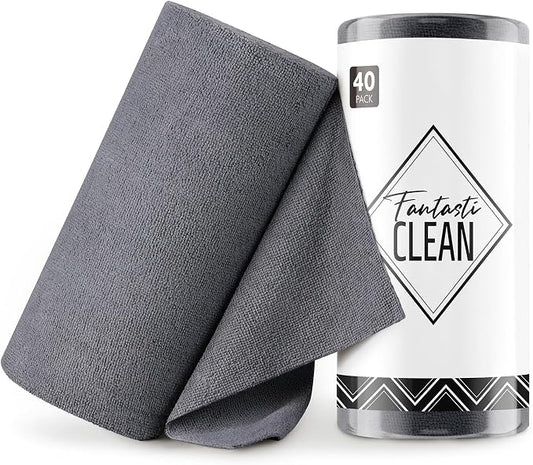 Fantasticlean Microfiber Cleaning Cloth Roll -40 Pack, Tear Away Microfiber by Fantasticlean