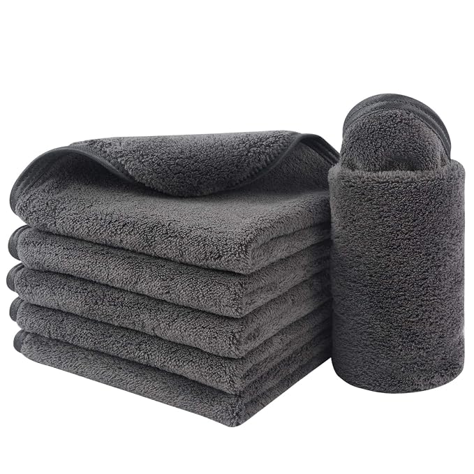 SINLAND Absorbent Coral Velvet Washcloth Ultra Soft Microfiber Face Towels 12 x - Image 8