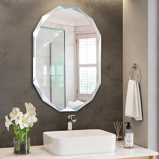 Silver Wall Mirror-Beveled Edge Frameless Mirror by GOAND