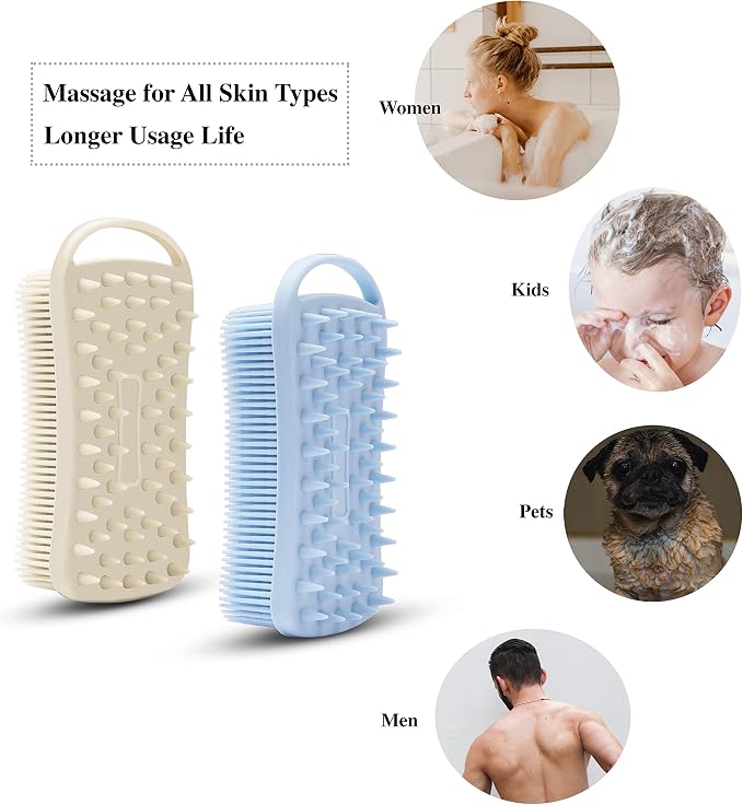 2 PC Silicone Body Scrubber, 2 in 1 Exfoliating Shower Bath Scrubber, Soft - Image 7