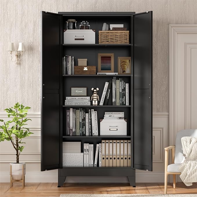Metal Kitchen Pantry Cabinet, Rustic Freestanding Cupboard - Image 6