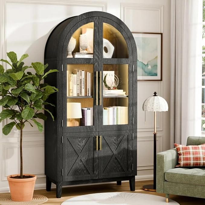 74.8”H Arched Storage Cabinet, 5-Tier Arched Kitchen Pantry by Outdoorchairs