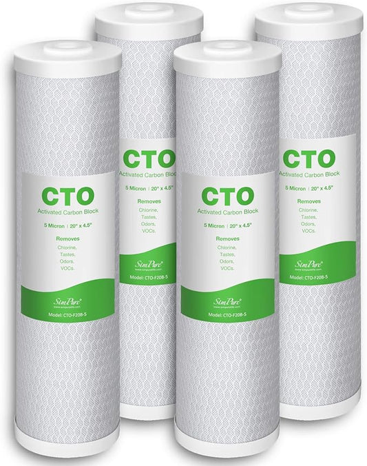 SimPure Whole House Water Filter Cartridges 5 Micron 20" x 4.5" CTO Activated by SimPure_Water