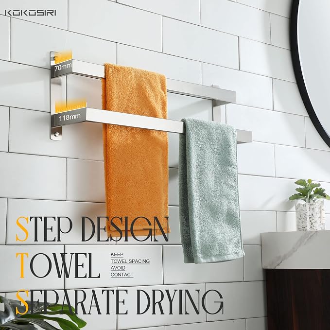 KOKOSIRI Hand Towel Bars Bathroom 2-Tiers Ladder Towel Rails 20 Inches Towel - Image 8