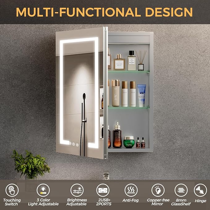 LED Bathroom Mirror 20 * 26 Stepless Dimmable Wall Mirrors - Image 6