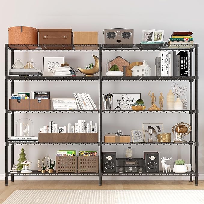 5 Tier Storage Racks Shelving, Heavy Steel Pantry Shelves, Adjustable Wire - Image 5