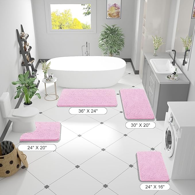 OLANLY Bathroom Rugs 44x24, Extra Soft Absorbent Chenille Bath Rugs, Rubber - Image 2