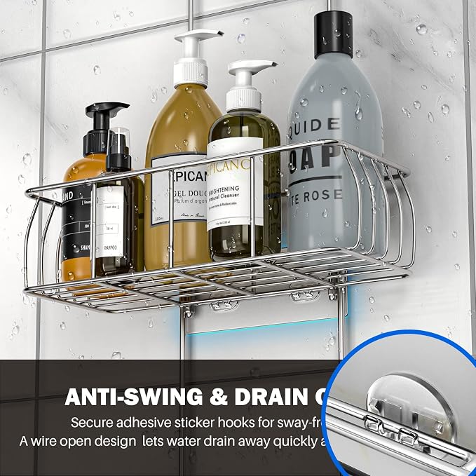 Epicano Anti-Swing Hanging Shower Caddy Stainless Steel 304, Over Head Shower - Image 5