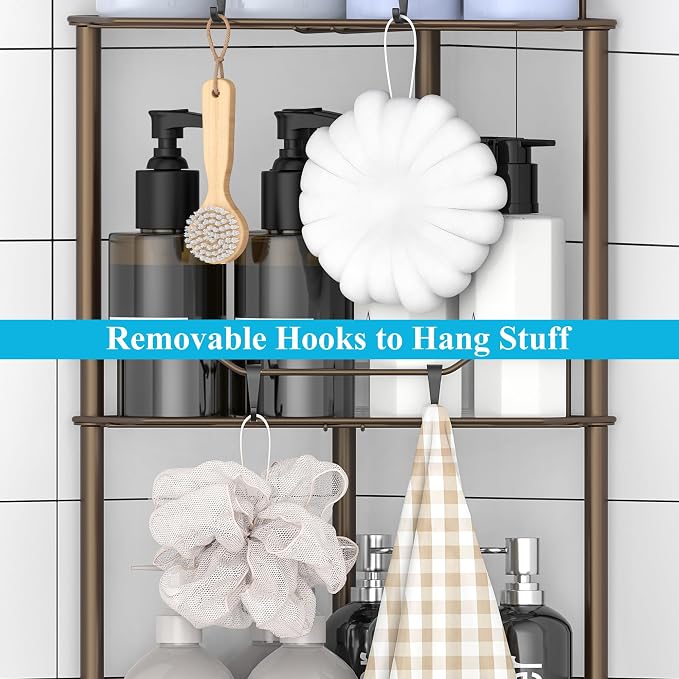 4 Tier Floor Standing Corner Shower Caddy Organizer Shelf - Image 5