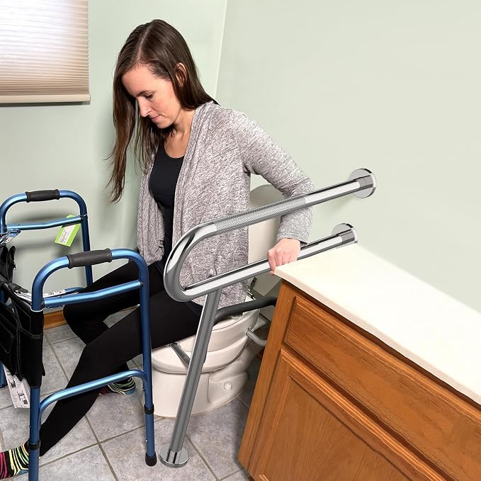 Toilet Support Rail 31.3X 31.5 Inch, Munzong Anti-Slip Chrome Handicap Grab Bar - Image 6