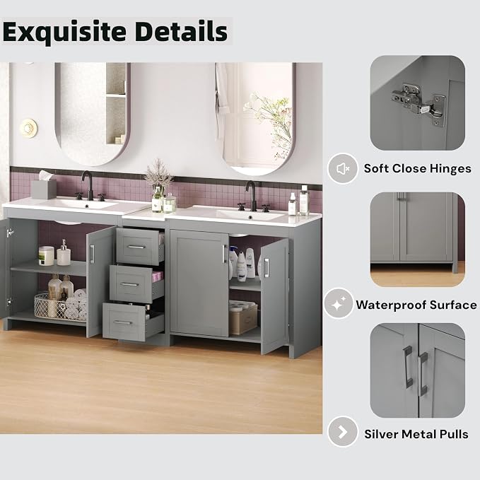 84" Double-Sink Bathroom Vanity - Image 5