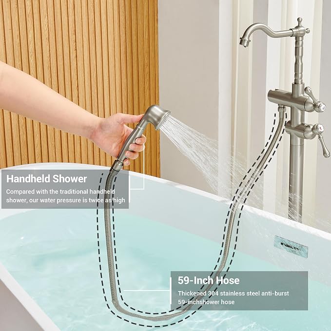 Freestanding Tub Faucet Sets, JetsBath Floor Mount BathTub Filler - Image 5