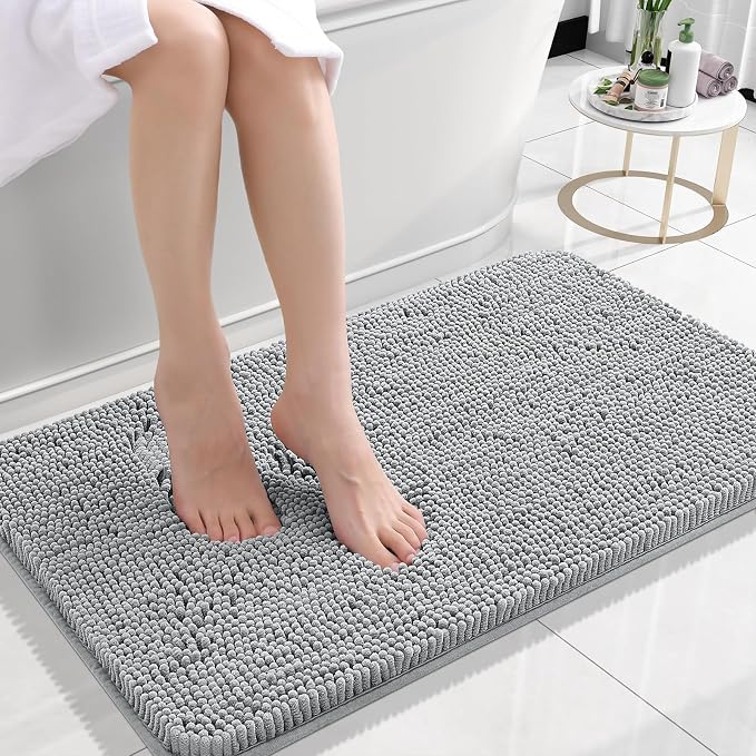 OLANLY Bathroom Rugs 24x16, Extra Soft Absorbent Chenille Bath Rugs, Rubber by OLANLY