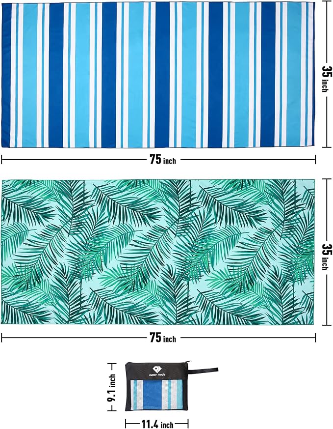 2 Pack Microfiber Beach Towel, Oversized Microfiber Pool Towel 75”x 35” - Image 6