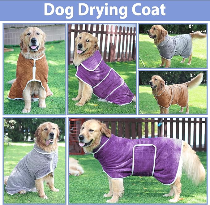 Dog Bathrobe Towel Dog Drying Coat - Image 6