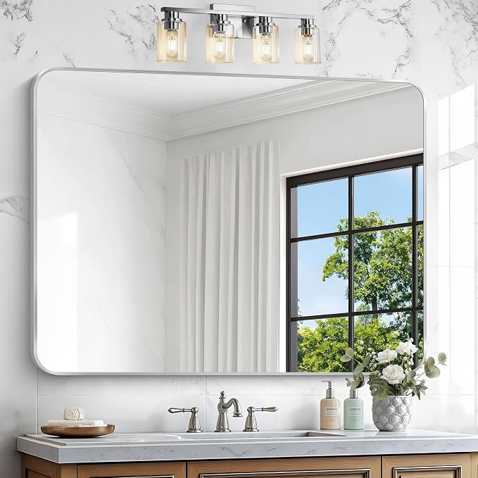 Silver Bathroom Mirror, 36x48 inch Wall Mirror - Image 6