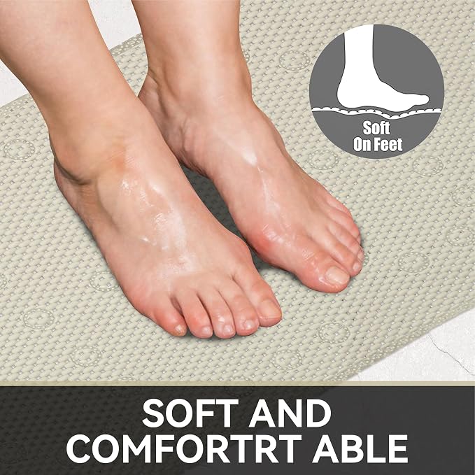 Bathtub Mat Non Slip Ivory 36” X 17” Shower Mat Soft Foam Bath Mats - Image 6