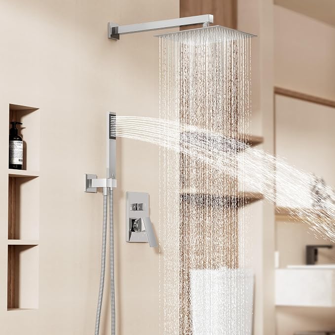 KES Chrome Shower Faucet Set, Shower System 12 Inch Rain Shower Head by KES
