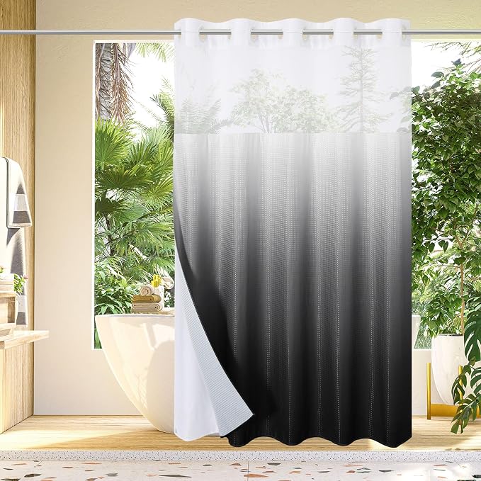 Gibelle No Hook Waffle Weave Shower Curtain by Gibelle