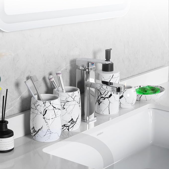 Ceramic Bathroom Accessory Set, 5-Piece Bathroom Accessory Set, Soap Dish - Image 5