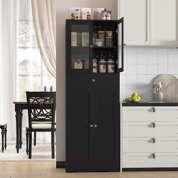 Space-Saving 67 Inch Bathroom Linen Cabinet, Freestanding Tall Storage Tower - Image 5