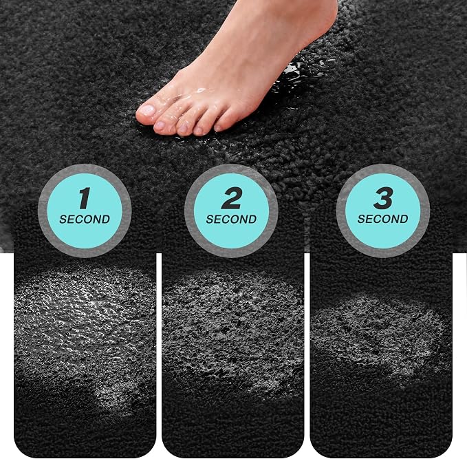 Kmson Bathroom Rugs Mat, Non-Slip Fluffy Thick Water Absorbent Microfiber Mat - Image 5