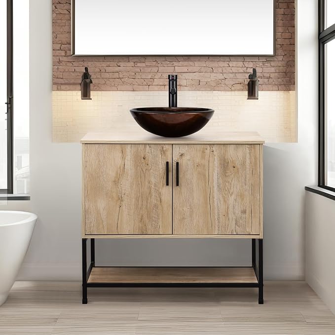 UEV Rustic Oak 36" Bathroom Vanity by YourHomeExcellentVendor