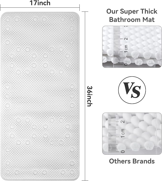 Double Layer Foam Non Slip Bathtub Mat 37x17in, More Comfortable and Thicker - Image 4