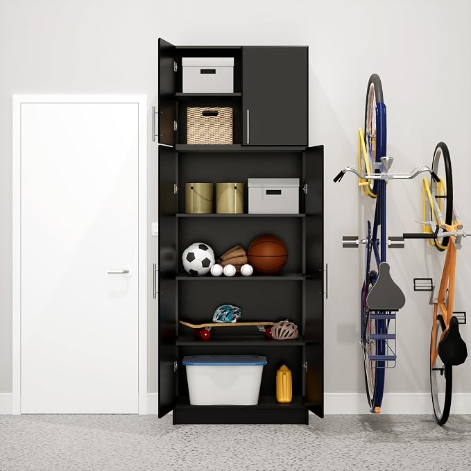 Prepac Elite 32 in. 2-Door Engineered Wood Stackable Wall Cabinet in Black - Image 6
