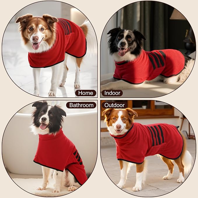 Microfibre Dog Bathrobe Towel Wrap Super Absorbent Dog Drying Coat Bath Robe - Image 7