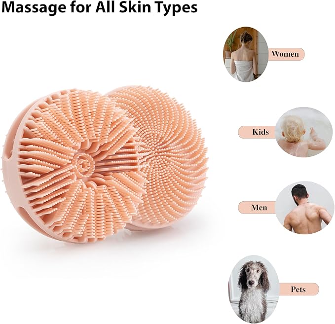 2 PC Silicone Exfoliating Body Scrubber, Silicone Body Shampoo Brush, Soft - Image 6
