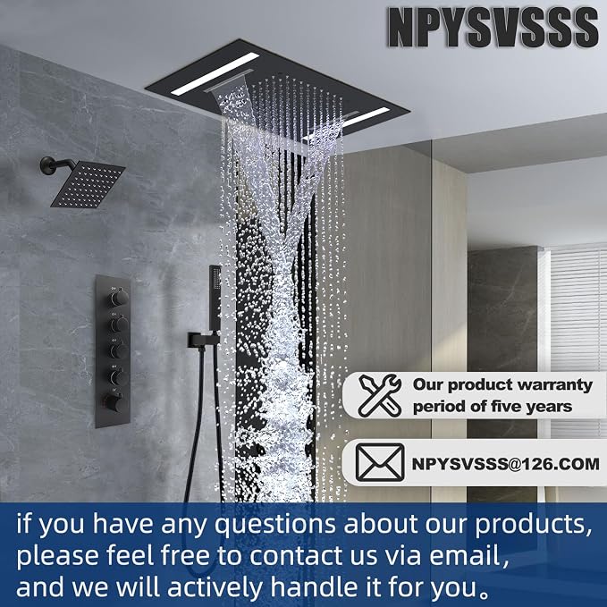 Dual Rain Shower Head Thermostatic Luxury Spa Shower System And Ceiling Mount - Image 7