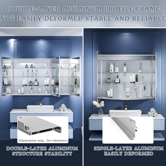 ExBrite LED Lighted Bathroom Medicine Cabinet - Image 7