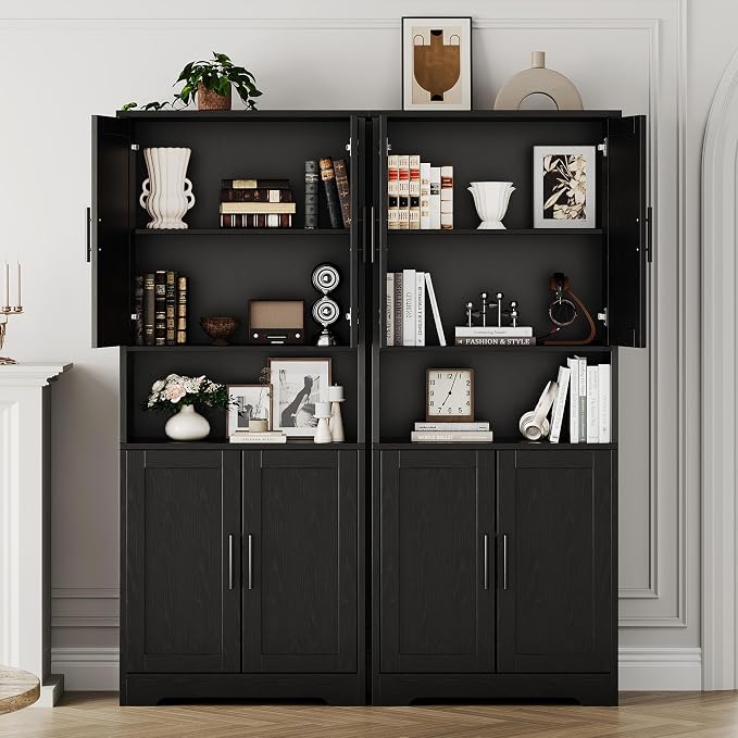 IDEALHOUSE Black Pantry Cabinet, Freestanding Cupboard, Tall Storage Cabinet - Image 7