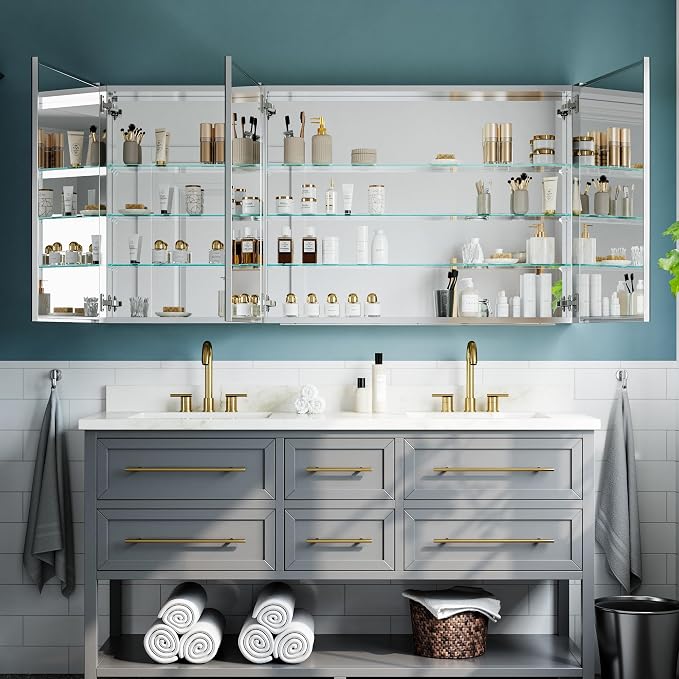 60"x30" Medicine Cabinet Mirror, Aluminum Silver Recessed Medicine Cabinet - Image 8