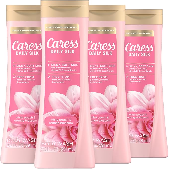Caress Body Wash for Women, Daily Silk White Peach & Orange Blossom, Shower Gel by Caress