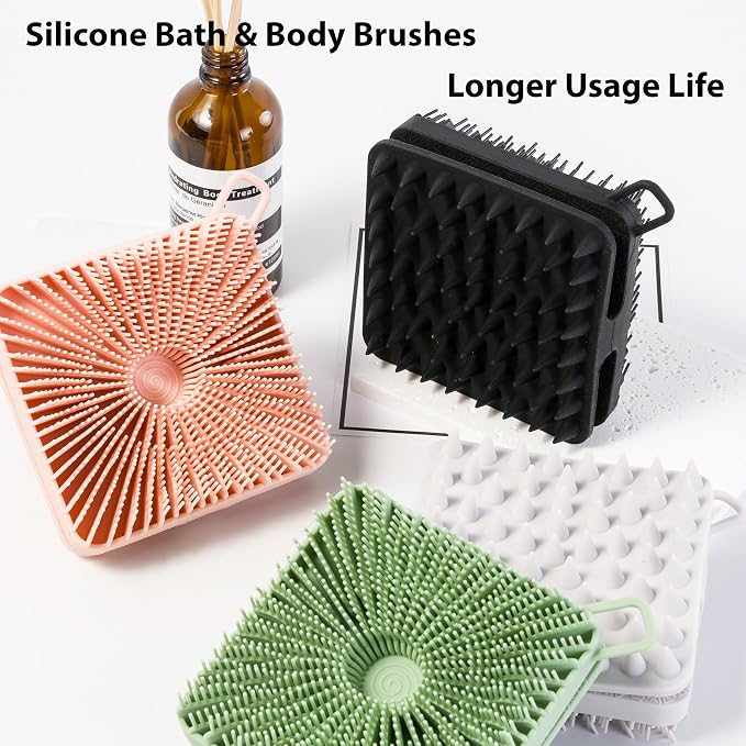 2 PC Silicone Exfoliating Body Scrubber, Silicone Body Shampoo Brush, Soft - Image 2