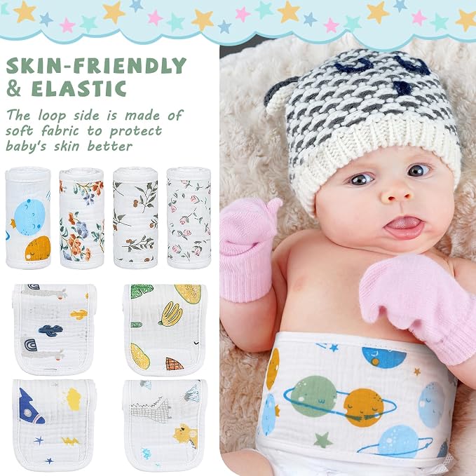 Vabean 8 Pcs Baby Infant Umbilical Cord Comfort Adjustable Cotton Belly Band - Image 5
