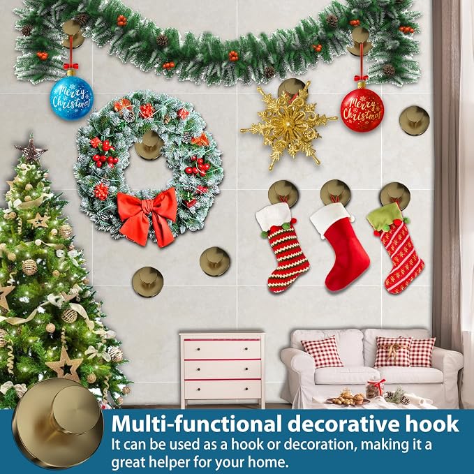 Suction Cup Hooks for Shower, Glass Door, Hold Robe & Wreath, Hanging up to 15 - Image 7