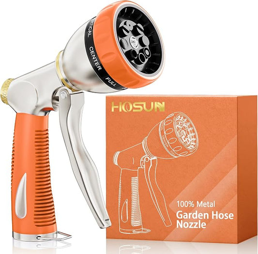 HOSUN Garden Hose Nozzle Sprayer Heavy Duty, 100% Metal Water Hose Nozzle by HOSUN