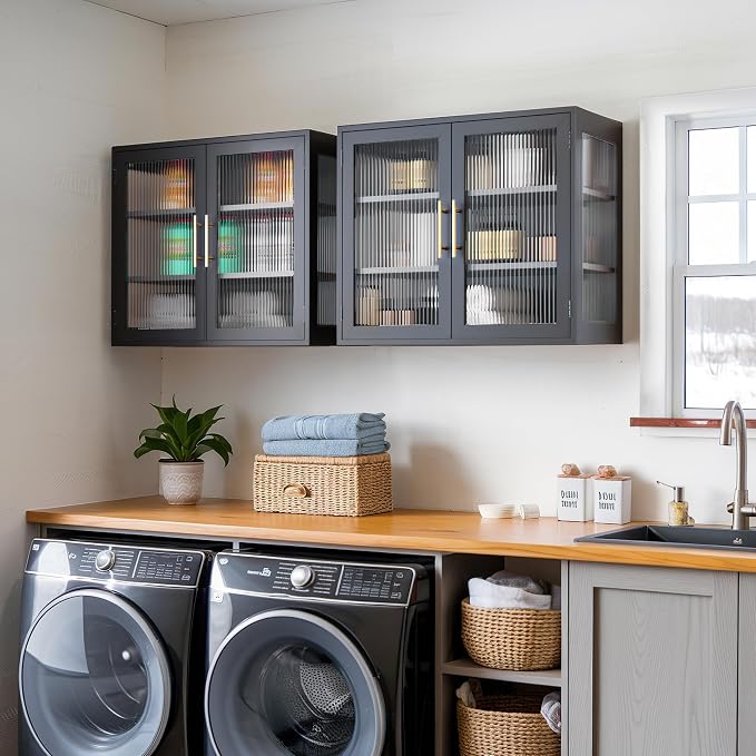 Kitchen Wall Cabinet Set, Glass Doors, Floating - Image 2