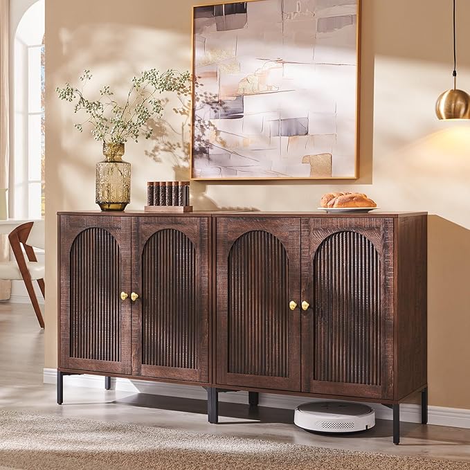 Bathroom Cabinet with Storage, 61.75" W Fluted Arched Free Standing Floor - Image 4