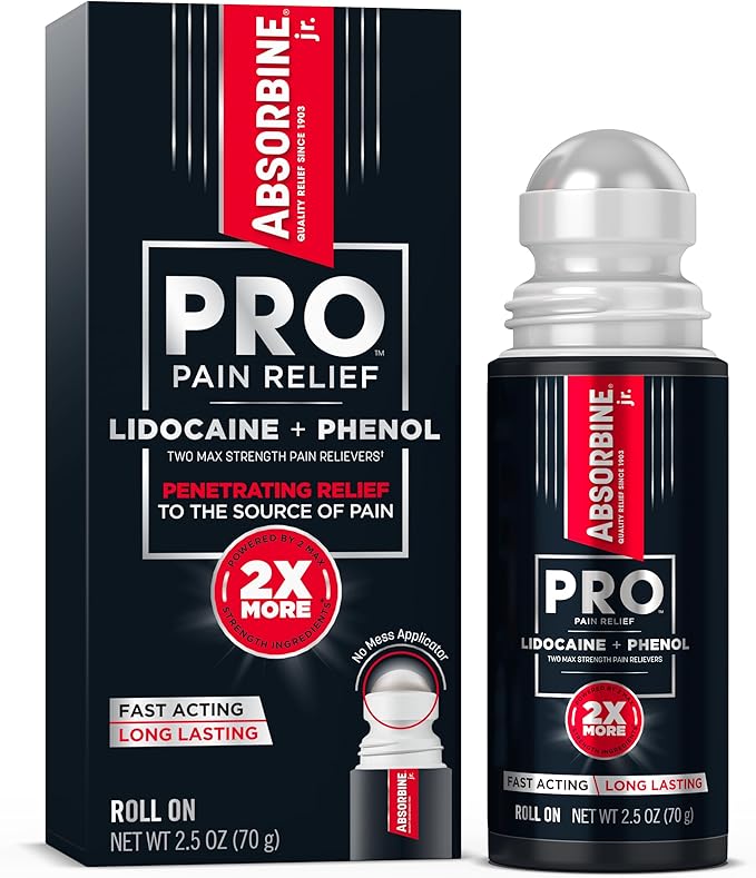 ABSORBINE JR. Pro Maximum-Strength Lidocaine Roll-On, Fast-Acting Nerve by AbsorbineJr